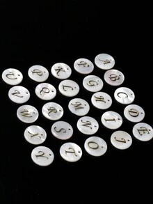 10入組白色平面圓形自然淡水貝殼字母a-z珠子,貝殼散珠,人造珍珠魅力,適合女性首飾製作,diy項鍊手鍊耳環手工藝品用品 - 白色 - 查看 6