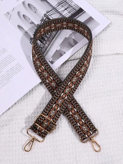 1pc Adjustable Brown Embroidered Bag Strap Durable & Fashionable Handbag Accessory For Shoulder Crossbody And Handbag Bag Accessories DIY Accessories Adjustable Shoulder Strap Bag Present