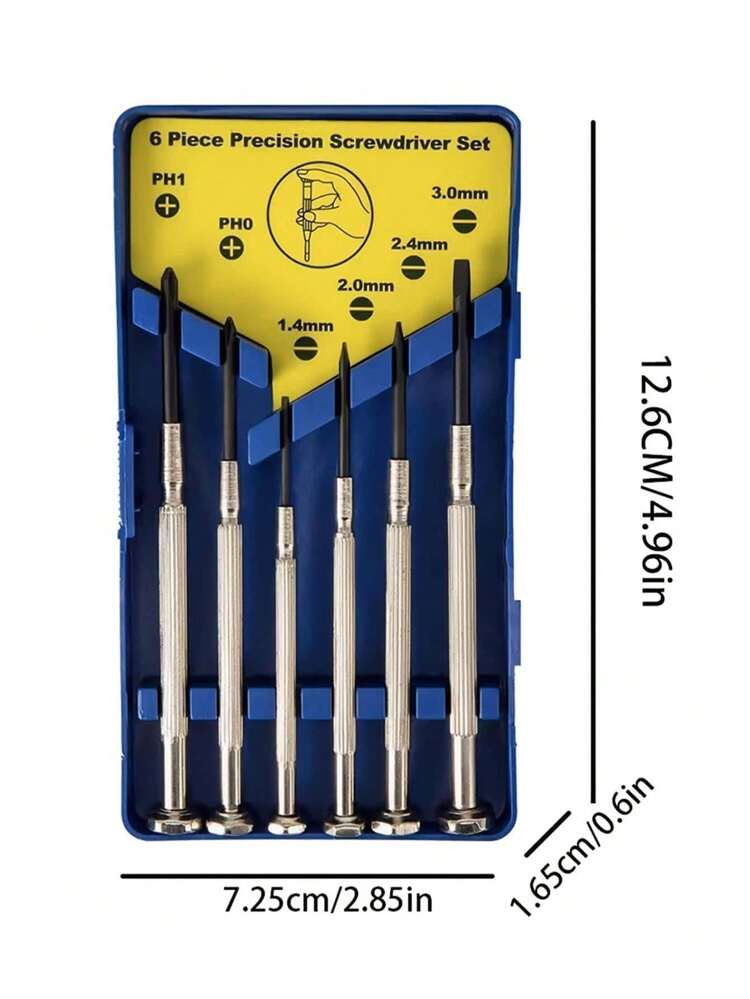 6Pcs Mini Screwdriver Set, Eyeglass Repair Screwdriver, Precision Repair Tool Kit With 6 Different Size Flathead And Phillips Head Screwdrivers, Ideal For Watch, Jewelers, PC, Phone, Tools For Men