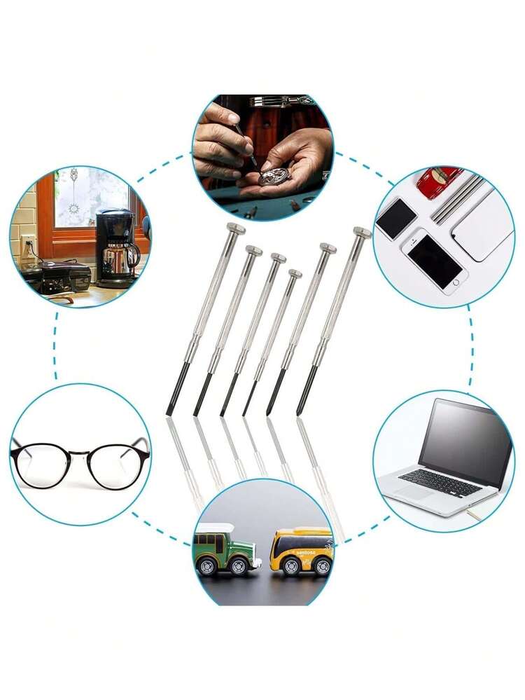 6Pcs Mini Screwdriver Set, Eyeglass Repair Screwdriver, Precision Repair Tool Kit With 6 Different Size Flathead And Phillips Head Screwdrivers, Ideal For Watch, Jewelers, PC, Phone, Tools For Men