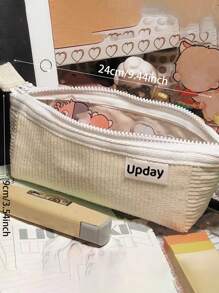 1个白色文具收纳袋，铅笔盒，铅笔袋，书包