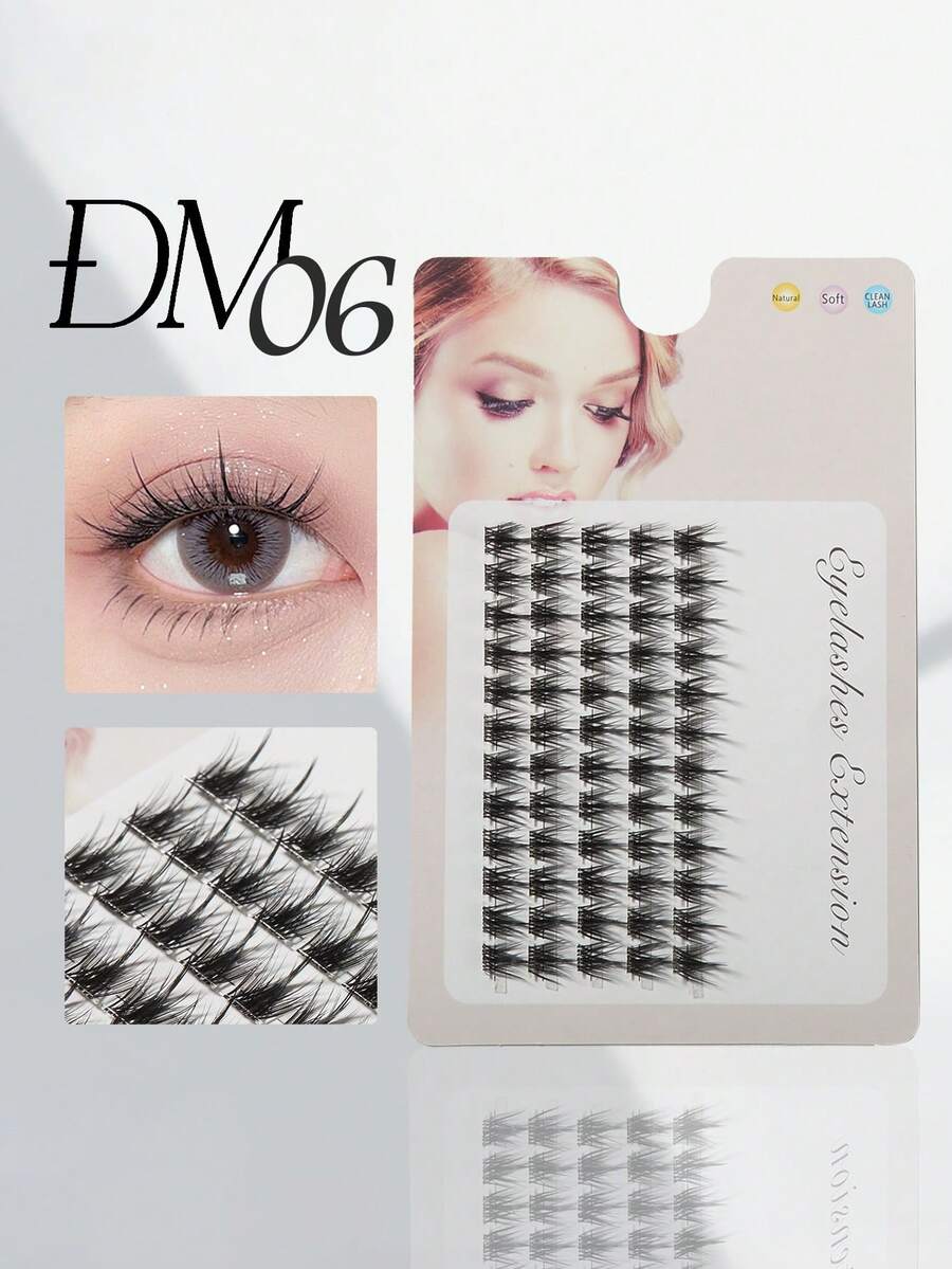Lash Clusters Extensiones De Pestañas Diy 12 Mm 60 Piezas Clusters Lashes Extensiones De Pestañas Individuales En Casa, Dm06 - Negro - Ver 1