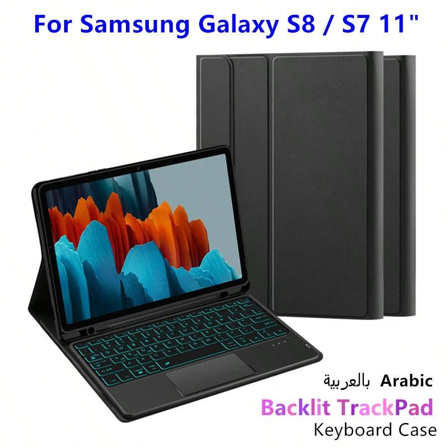 Étui de clavier de pavé tactile arabe compatible avec Samsung Galaxy Tab S8 / S7 FE/ Plus 12,4