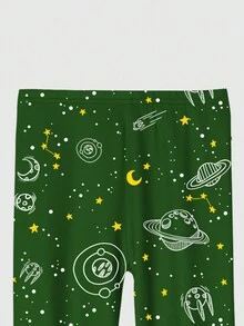 2pcs/Set Tween Boy Snug Fit Christmas Astronaut Themed Pajamas Set, Homewear - Multicolor - View 5