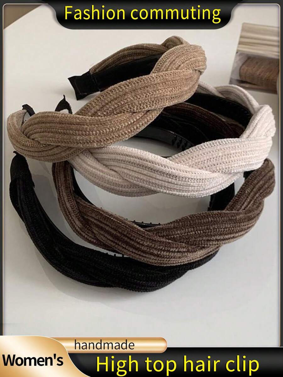 1條多色結綑花邊齒髮箍,適合約會、派對、跳舞、日常、家居和工作使用 - 咖啡棕 - 查看 1