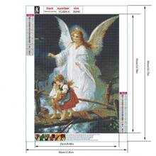 1pc 5D DIY Diamond Painting Kit, Religious Angel Holy Pattern, Round Full Drill Mosaic Craft Set, High Definition Art Diamond Painting, Focus And Relax Through DIY, Suitable For Living Room, Bedroom, Office Wall Decor, Surprise Holiday Home Decor Gift For Family And Friends, Unframed - Multicolor - View 7