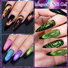 7件套 9D猫眼凝胶指甲油 变色龙磁性凝胶 8毫升 星系闪粉 银河效果 可卸UV LED带磁铁棒凝胶指甲油套装 - 彩色 - 查看 10