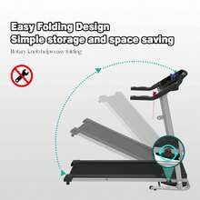 Folding Treadmill For Small Apartment, Motorized Running Machine For Gym Home, Fitness Workout Jogging Walking Easily Install, Space Save - 黑色 - 查看 3
