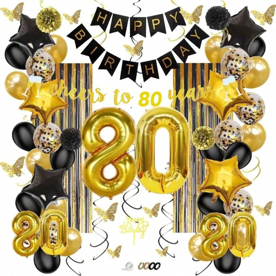 80入組80歲生日派對裝飾套裝 - 80歲 - 查看 1