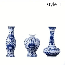 1/3/5pcs Chinese Style Blue And White Porcelain Vase, Handmade Craft, Ideal For Living Room, Bedroom, Dining Room, Study Decoration, Coffee Shop Display, Perfect Gift For Festivals Such As Spring Festival, Valentine's Day, Mother's Day Home Decor Room Decor Flower Vase Glass Vase