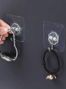 1 Pack 5pcs/10pcs/20pcs/30pcs Transparent Stainless Steel Strong Self-Adhesive Hooks, Kitchen Bathroom Door Wall Multi-Function Key Storage Hooks Silver - One Size, 5pcs/Pack - Silver - View 9