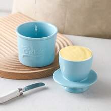 Modern Minimalist English Letter "Butter" Solid Color Ceramic Butter Dish With Water Tight Seal Cover, Creative Western Style Cheese Container For Kitchen And Dining Room Storage - Multicolor - View 7