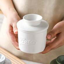 Modern Minimalist English Letter "Butter" Solid Color Ceramic Butter Dish With Water Tight Seal Cover, Creative Western Style Cheese Container For Kitchen And Dining Room Storage - Multicolor - View 5