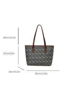 1個大容量女士多功能極簡肩袋,適用於學校和工作,手提袋 - 藍色 - 查看 8