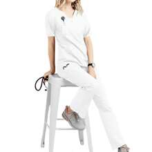 Uniforme Médico Conjunto Pijama Quirúrgico Scrubs Dama - Blanco - Ver 4