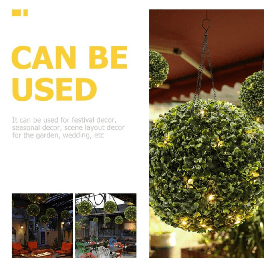Solar Powered LED Artificial Topiary Ball Decorative PreLit Faux