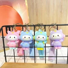 1入組假日禮物可愛貓型鑰匙扣,創意汽車鑰匙扣,卡通貓錢包吊墜,背包裝飾,適用於青少年女生、大學生、初入職場的白領工作者,鑰匙扣吊飾可愛治癒