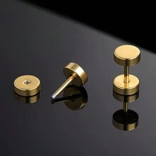 5 pairs Men Earrings Studs Flat Back Dot Earrings Pure Titanium Nap Earrings Hypoallergenic 6mm Disc Earrings Flatback Screw Stud Earrings for Man Woman