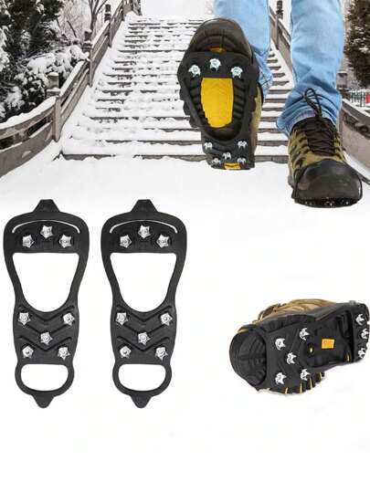 1 Pair Outdoor 8-Teeth Anti-Slip Ice Cleats, Suitable For Men, Women, Elderly, Lightweight Silicone Snow Grips For Icy Ground, Beach Essentials, Swimming Games - Halloween