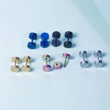5 pairs Men Earrings Studs Flat Back Dot Earrings Pure Titanium Nap Earrings Hypoallergenic 6mm Disc Earrings Flatback Screw Stud Earrings for Man Woman
