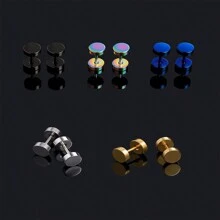 5 pairs Men Earrings Studs Flat Back Dot Earrings Pure Titanium Nap Earrings Hypoallergenic 6mm Disc Earrings Flatback Screw Stud Earrings for Man Woman