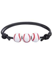 1條用於籃球、網球、棒球、足球的蠟繩編織手鍊,男士世界杯足球吊墜