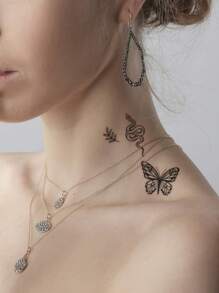 STARTTOOS وشم مؤقت واقعي بتصميم نجمة سوداء، قمر، فراشة، حب، عقرب، شبكة عنكبوت، وردة، مناسب للاستخدام اليومي وحفلات الأعياد والمهرجانات والتزيين على الأصابع والأذن والظهر والكتف والرقبة والترقوة، مقاوم للماء