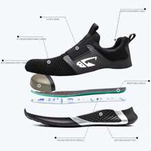 Men's & Women's Fashionable, Anti-smashing, Anti-stabbing, Breathable, Slip-resistant, Shock-absorbing, Steel Toe, Outdoor, Cushioning Safety Shoes For Work, Hiking, Mountain Climbing