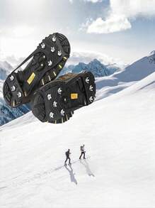 1 对户外 8 齿防滑冰爪，适合男士、女士、老年人，轻质硅胶雪地抓握器，适用于冰面、沙滩必需品、游泳游戏 - 万圣节 - 黑色 - 查看 2