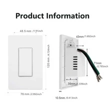 Smart Light Switch 2.4GHz WiFi Panel American Standard Switch Wireless Lighting Control Through The Smart Life 0r Tuya Smart APP, Compatible With Alexa, Assistant Voice Control, Customized Switch, Remote Control, Timer Switch, 1pc 10A - White - View 6