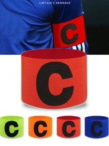 1pc Sports Competition Captain Long Sleeve Armband With C Logo, Safety Identification Patch, Anti-Slip Hook And Loop, Christmas - Red - View 1