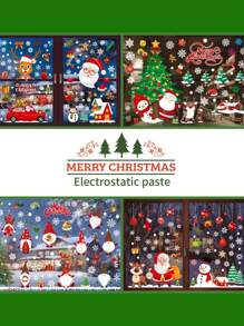 1pc Christmas Window Glass Wall Decoration Electrostatic Pvc Sticker - Multicolor - View 4