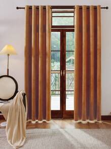 1pc Orange Velvet Curtain, Suitable For Home Living Room Bedroom Decoration - Orange - View 2