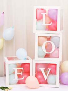 4入組透明信箱套裝,適用於嬰兒愛心生日、婚禮、派對顯示與裝飾 - 白色 - 查看 1