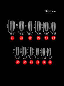 120 件/盒全覆盖假指甲丙烯酸指甲用品半磨砂无缝指甲透明长椭圆形指甲片 - 無色 - 查看 6