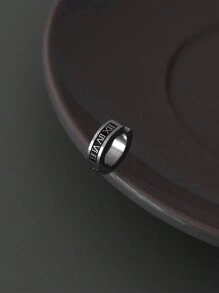 1 Pair Minimalist Vintage Titanium Steel Roman Numeral Clip-On Earrings, Suitable For Men Without Pierced Ears For Daily Wear - Silver - View 5