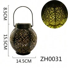 1入太陽能掛燈適用於聖誕戶外花園庭院裝飾,鐵質中空設計,復古手柄,防水,在園林圍欄芝士裝飾等方面都有應用 - 黑色 - 查看 11