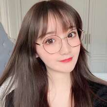 Gọng kính tròn/lục giác siêu nhẹ Unisex dành cho khuôn mặt to có tròng kính chống bức xạ - Bạc - Xem 3