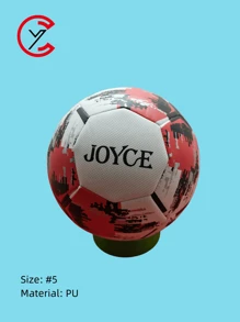 Red & White Flower Pattern Size 5 Pu Soccer Ball - Red and White - View 2