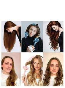 免加热卷发器头带套装，含发带和发夹，柔软免加热卷发器，适合睡前过夜，DIY 发型设计工具，返校、旅行度假必备，女士发饰 - 黑色 - 查看 10