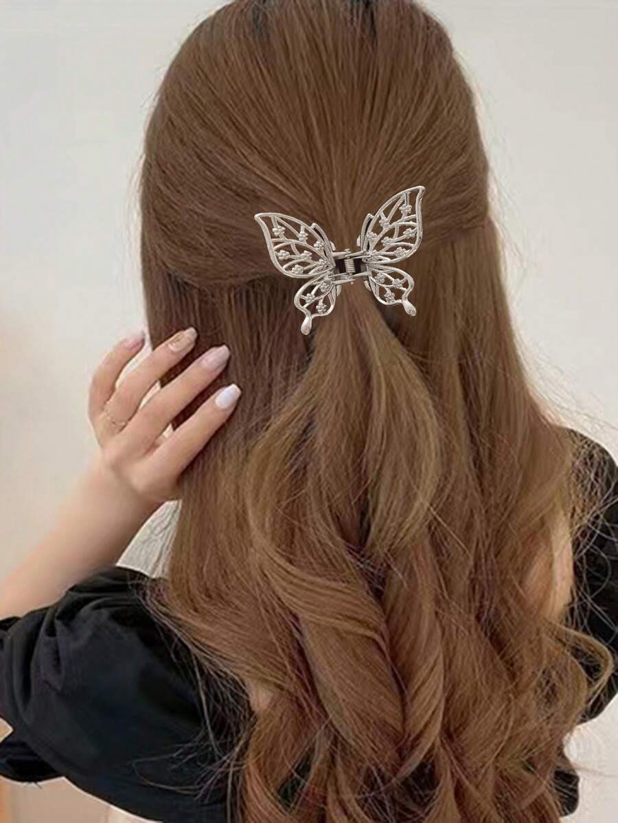 1pc Fashionable Hollow Out Butterfly Ponytail Holder Street Hair Claws Claw Clips Hair Clips Hair Jaw Clip Hair Clamps Hair Clutch Hair Catcher Clip, School Stuff, College Fall Winter Hair Accessories For Women For Vacation Outfits Woman