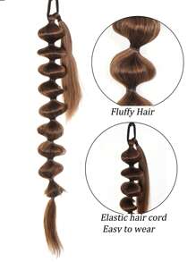 Synthetic Lantern Braids Ponytail Extension Black Color Matural Hair Drawstring Ponytail With Elastic Rubber Band For Women With Blonde Hair