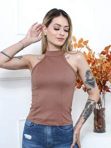 Women Tank Tops & Camis - 棕色 - 查看 5