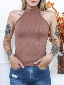 Women Tank Tops & Camis - 棕色 - 查看 3