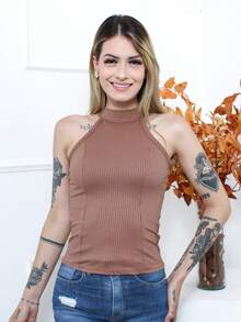 Women Tank Tops & Camis - 棕色 - 查看 6