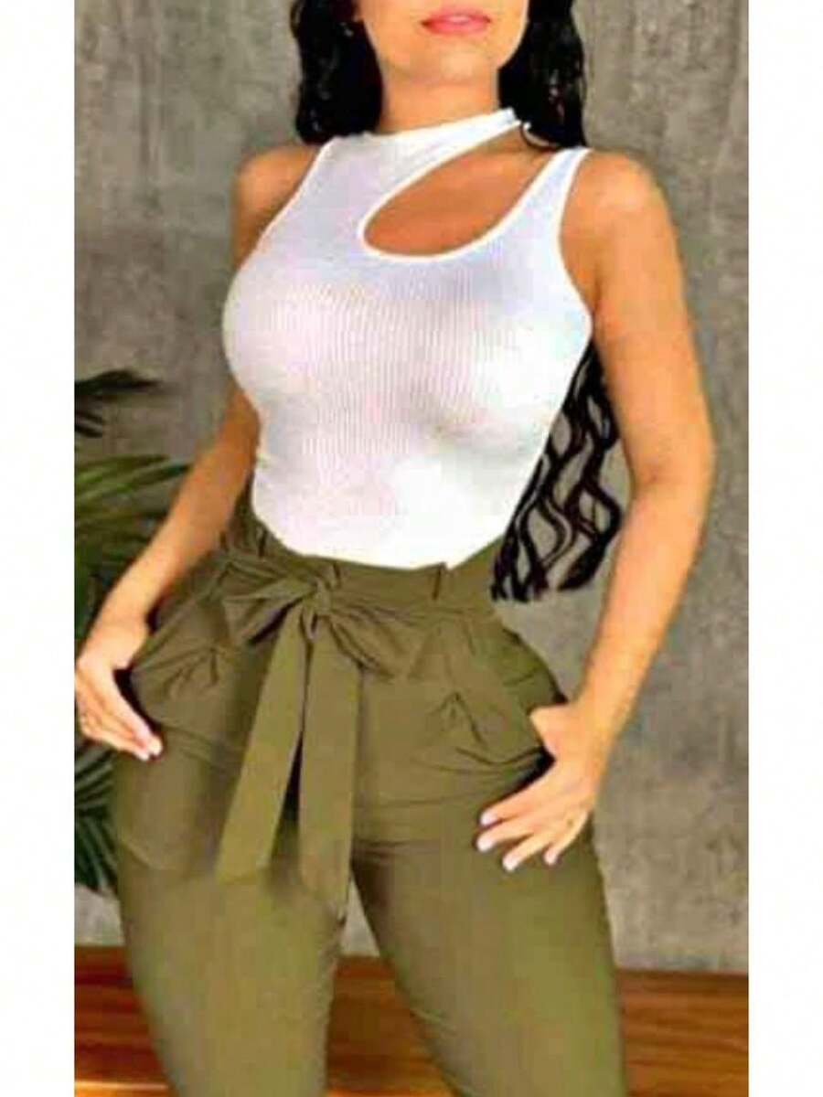 Pantalon de vestir de moño - Verde militar - Ver 1