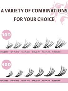 Sanishi Lashes DIY 睫毛延长套装，240 件/套，单根睫毛延长 8-14 毫米 C 卷曲，睫毛胶去除剂 - 黑色 - 查看 3