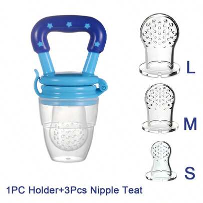 1个婴儿硅胶水果蔬菜喂食器安抚奶嘴，柔软可咀嚼磨牙玩具，可爱设计，适合日常喂食