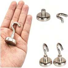 12pcs 16mm Neodymium Magnet Hook Strong Magnetic Hooks For Household Use - Silver - View 5