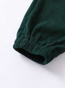 1件少年卡通刺繡長褲萊條休閒褲,春秋季節穿著適合 - 綠色 - 查看 7